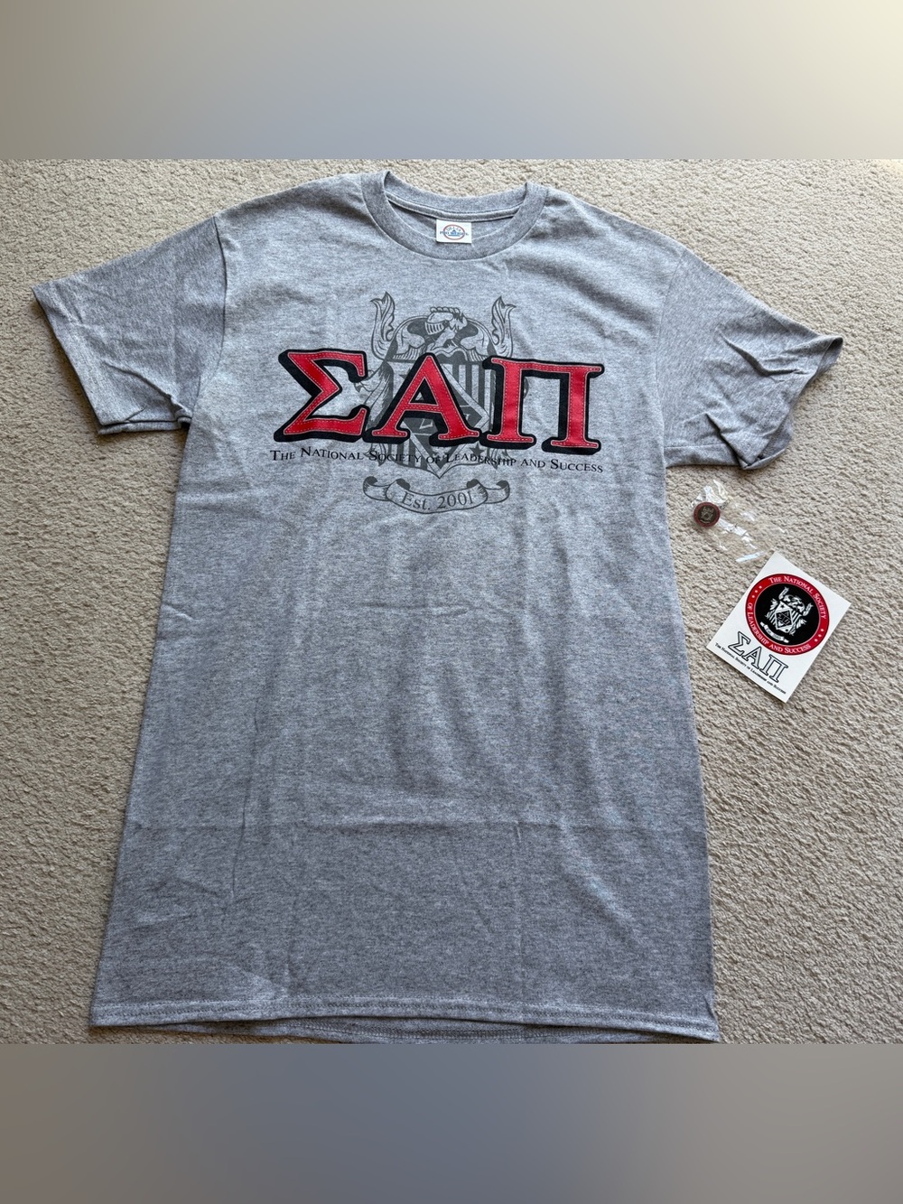 Delta Pro Weight T-Shirt Womens Graphic Grey S/S NSLS Small S Top Sticker & Pin